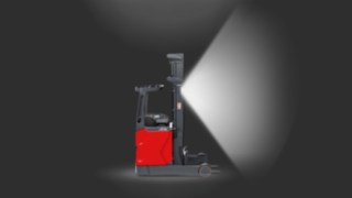 Ein mit dem Linde VertiLight ausgestatteter Schubmaststapler von Linde MH.