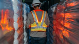Mitarbeiter trägt die Linde Safety Vest